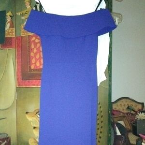 Agua by Agua Bendita Off-Shoulder Long Blue Dress